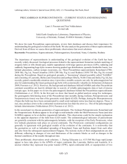 PRECAMBRIAN SUPERCONTINENTS &ndash; CURRENT STATUS AND