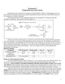 Experiment 3 Preparation of tert-Butyl Chloride