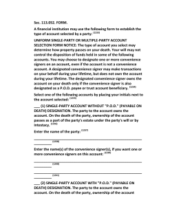 Sec. 113.052. FORM. A financial institution may use the following
