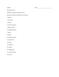 Spring Board Unit 2 Academic Vocabulary and Literary Terms