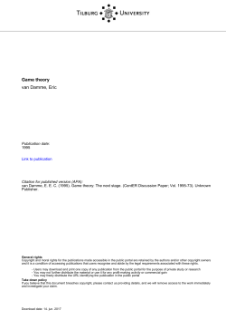 Game theory: The next stage - Research portal