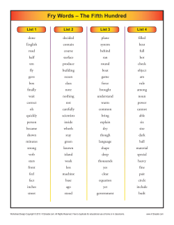 Fry`s Fifth 100 Words
