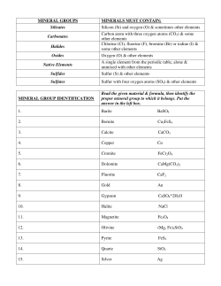 MINERAL GROUPS MINERALS MUST CONTAIN: Silicates Silicon