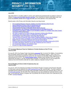 Privacy and Information Security Law Blog Update
