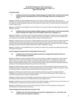 NCTE/NCATE Standards for Initial Preparation of Teachers of