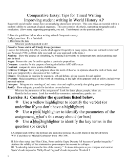 Comparative Essay: Tips for Timed Writing Improving student writing