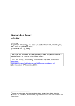 Seeing Like a Survey - Heterogeneities: John Law`s Home Page