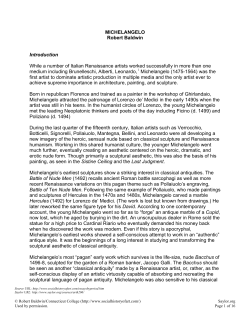 MICHELANGELO Robert Baldwin Introduction While a number of