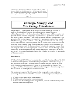 Enthalpy, Entropy, and Free Energy Calculations