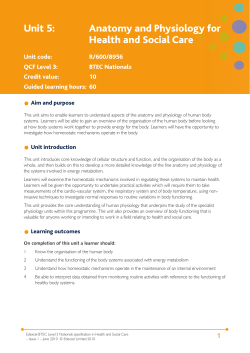 Unit 5: Anatomy and Physiology for Health and Social Care