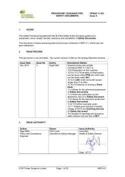 PROCEDURE / GUIDANCE FOR SAFETY DOCUMENTS OPSAF