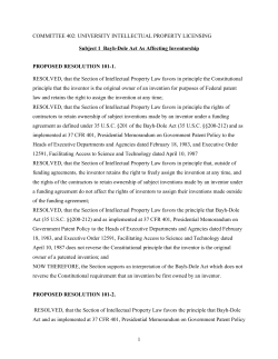 UNIVERSITY INTELLECTUAL PROPERTY LICENSING Subject 1