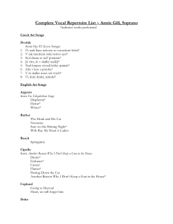 Complete Vocal Repertoire List &ndash; Annie Gill, Soprano