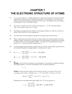 CHAPTER 7 THE ELECTRONIC STRUCTURE OF ATOMS