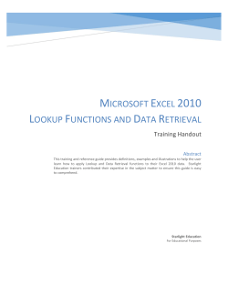 Microsoft Excel 2010 Lookup Functions and Data Retrieval