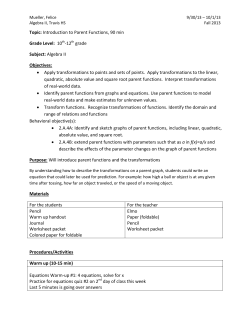 Parent Functions Transformations Day 1