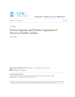 Forever Separate and Distinct: Separation of Powers in North Carolina