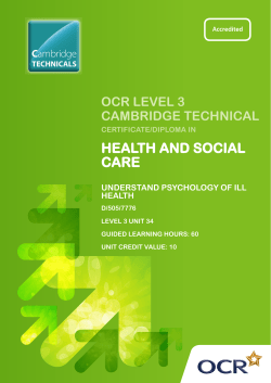 Unit 34 - Understand psychology of ill health