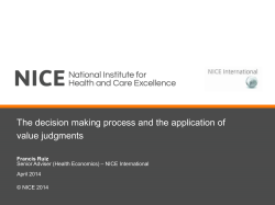The Decision making process and Application of Value Judgements