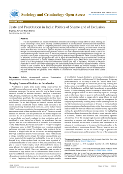 Caste and Prostitution in India: Politics of Shame and of Exclusion