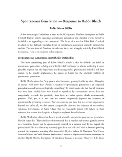 Spontaneous Generation &mdash; Response to Rabbi Bleich