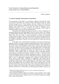 From narratives to overstatement and hyperbole: promotional