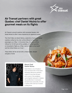 Air Transat partners with great Quebec chef