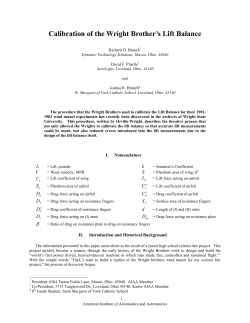Calibration of the Wright Brothers Lift Balance