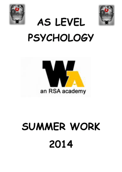 as level psychology summer work 2014