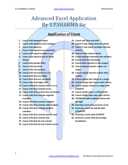 Advanced Excel (Application of Formulas)