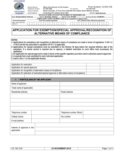 Applications for Exemption