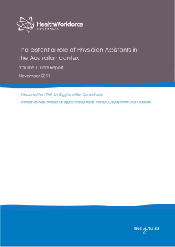 The potential role of Physician Assistants in the Australian context