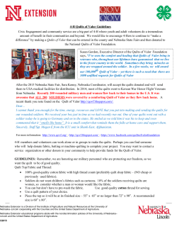 4-H Quilts of Valor Guidelines - Nebraska 4-H