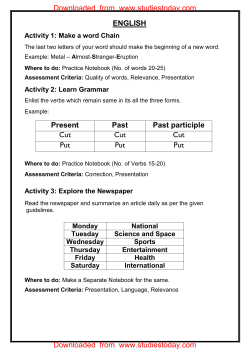 ENGLISH Present Past Past participle Cut Cut Cut
