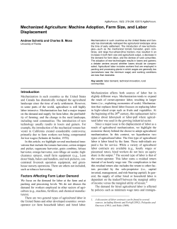 Mechanized Agriculture: Machine Adoption, Farm Size, and Labor