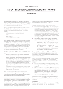 fatca - the unexpected financial institutions