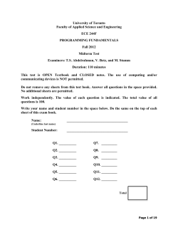 University of Toronto Faculty of Applied Science