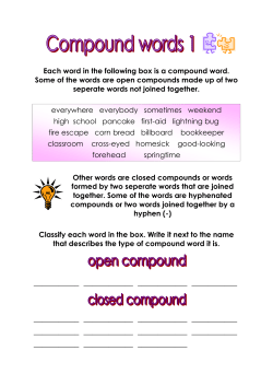 Each word in the following box is a compound word. Some of the