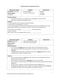 Planning Sheet for Vocabulary Instruction Word