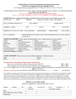 Medical History, Physical Examination and Immunization Form