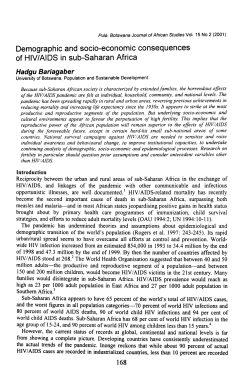 Demographic and socio-economic consequences of HIV/AIDS in