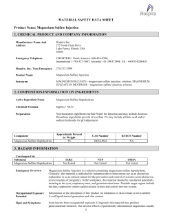 1 MATERIAL SAFETY DATA SHEET Product Name: Magnesium