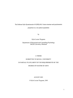 The Defense Style Questionnaire 60 (DSQ