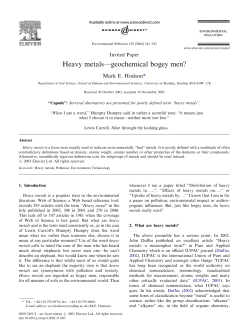 Heavy metals—geochemical bogey men? - DIM