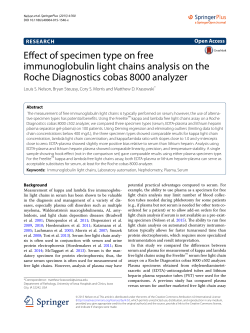 Effect of specimen type on free immunoglobulin light chains analysis