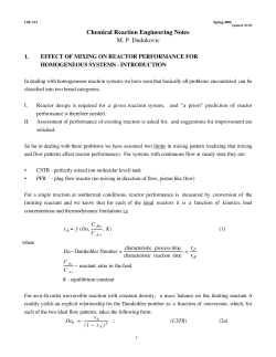 Chemical Reaction Engineering Notes M. P. Dudukovic