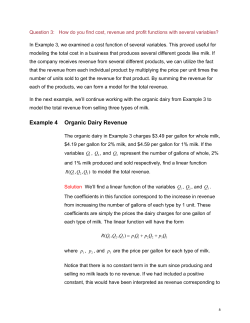 Example 4 Organic Dairy Revenue