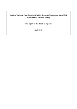 Heads of Agencies Working Group on Transparent use if risk