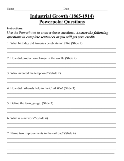 Industrial Growth (1865-1914) Powerpoint Questions