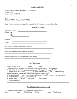 - 1 - Adoption Application Friends of Rocky Mount Animals (F.O.R.